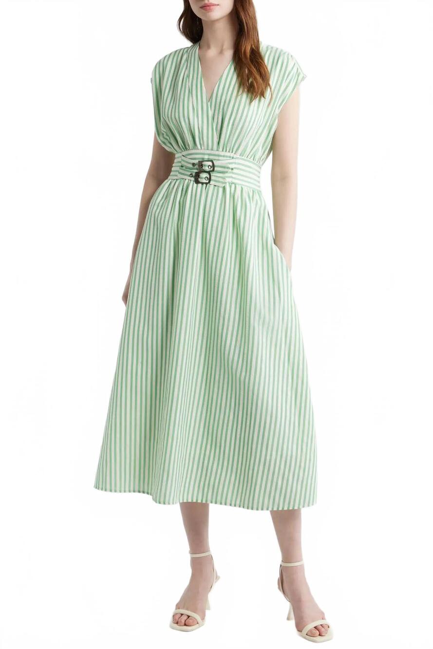 NEW ZOE AND CLAIRE zareena stripe dress in green